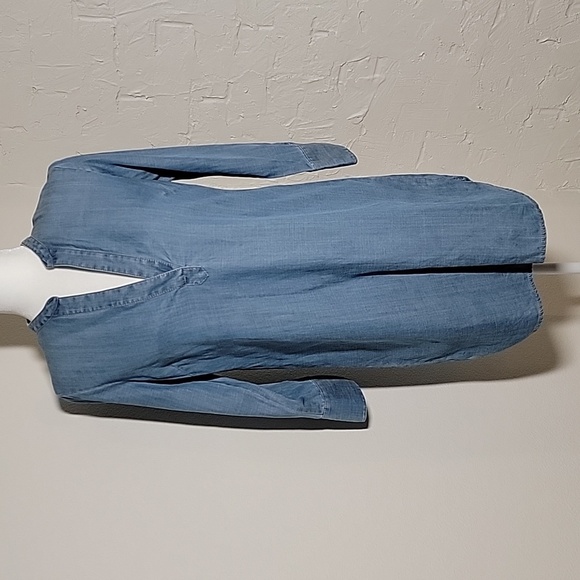 Vineyard Vines Shirt Dress Tunic V-neck 3/4 Sleeve Lyocell Linen Chambray 0 XS - Picture 2 of 16